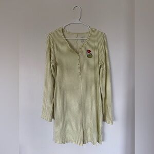 NWOT American Eagle Grinch Striped Plush Long Sleeve Romper XL
